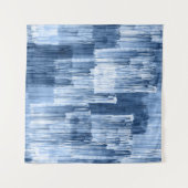 Blauwe Waterverf strepen: geometrisch patroon Wandkleed (Voorkant (horizontaal))