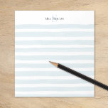 Blauwe Waterverf Strepen Leraar Naam Monogram Notitieblok<br><div class="desc">Gepersonaliseerd notitieblok met een aangepaste monogram initiaal en naam header over een lichtblauwe waterverf streep achtergrond. Perfect voor docent geschenken of persoonlijke briefpapier voor uw huis kantoor! Gebruik de ontwerpgereedschappen om de tekstlettertypen en -kleuren te wijzigen of uw ontwerp verder aan te passen.</div>