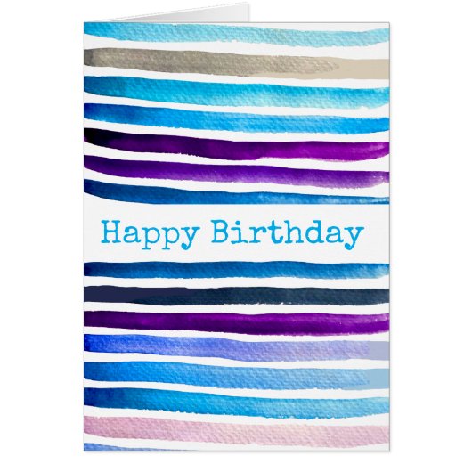 Blauwe waterverf strepen met de hand geschilderd (Voorkant)