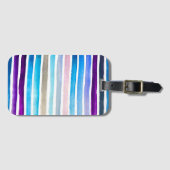Blauwe waterverf strepen met de hand geschilderd bagagelabel (Voorkant (horizontaal))