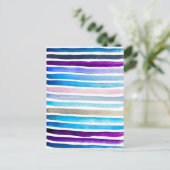 Blauwe waterverf strepen met de hand geschilderd briefkaart (Staand voorkant)