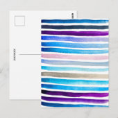 Blauwe waterverf strepen met de hand geschilderd briefkaart (Voorkant / Achterkant)