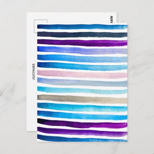 Blauwe waterverf strepen met de hand geschilderd briefkaart (Voorkant / Achterkant)