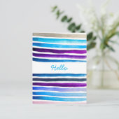 Blauwe waterverf strepen met de hand geschilderd briefkaart (Staand voorkant)