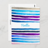 Blauwe waterverf strepen met de hand geschilderd briefkaart (Voorkant / Achterkant)