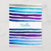 Blauwe waterverf strepen met de hand geschilderd briefkaart (Voorkant)