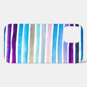 Blauwe waterverf strepen met de hand geschilderd Case-Mate iPhone case (Achterkant (horizontaal))