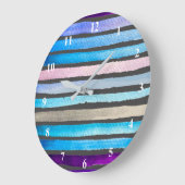 Blauwe waterverf strepen met de hand geschilderd grote klok (Hoek)