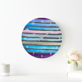 Blauwe waterverf strepen met de hand geschilderd grote klok (Huis)