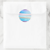 Blauwe waterverf strepen met de hand geschilderd ronde sticker (Tas)