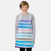 Blauwe waterverf strepen met de hand geschilderd schort (Gedragen)