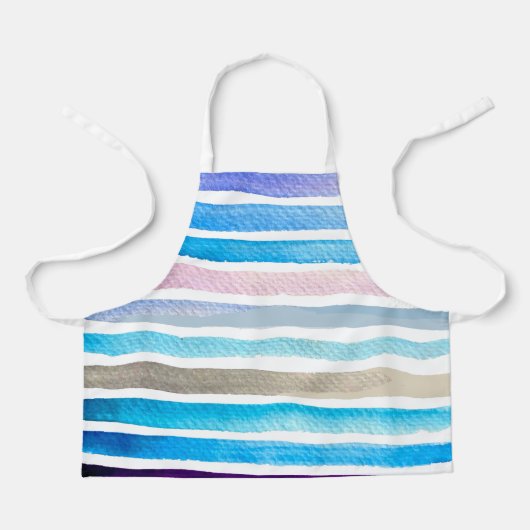 Blauwe waterverf strepen met de hand geschilderd schort (Voorkant)