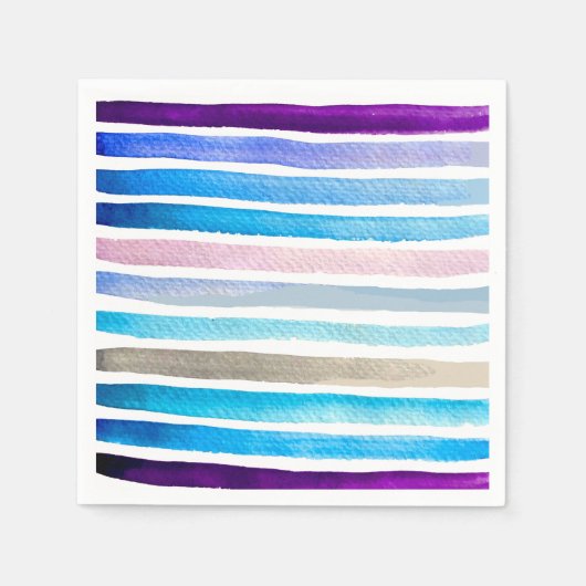 Blauwe waterverf strepen met de hand geschilderd servet (Voorkant)