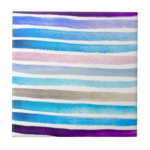 Blauwe waterverf strepen met de hand geschilderd tegeltje