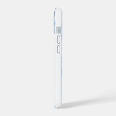 Blauwe Waterverf Strepen met Witte Sneeuwvlokken iPhone 15 Case (Linkerkant)