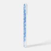 Blauwe Waterverf Strepen met Witte Sneeuwvlokken iPhone 15 Case (Rechterkant)