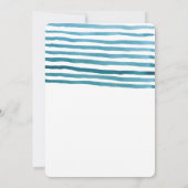 Blauwe Waterverf Stripes bruiloft uitnodiging (Achterkant)