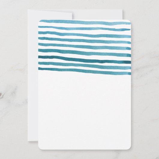 Blauwe Waterverf Stripes bruiloft uitnodiging (Achterkant)