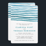 Blauwe Waterverf Stripes bruiloft uitnodiging<br><div class="desc">Deze prachtige waterverf-uitnodiging heeft blauwe en blauwgroen strepen boven uw aangepaste tekst. Dit ontwerp is perfect voor bruiloften aan zee of aan zee,  kunstliefhebbers en moderne koppels! Alle tekst is volledig aanpasbaar.</div>