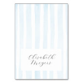 Blauwe Waterverf Stripes - Doop Plaats Kaarten (Voorkant)