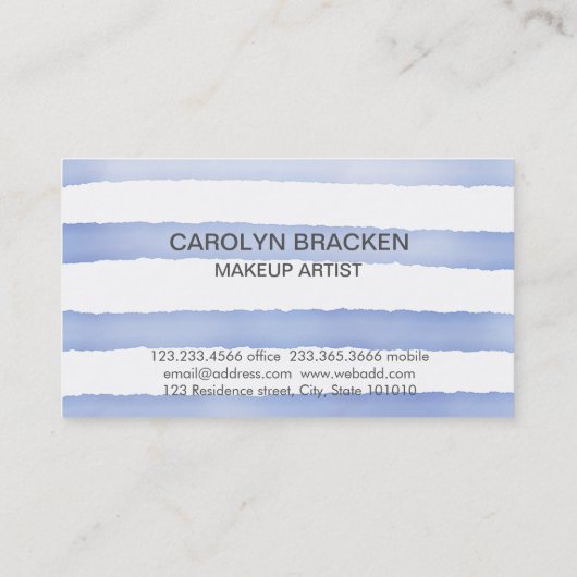 Blauwe Waterverf | Stripes Visitekaartje (Achterkant)