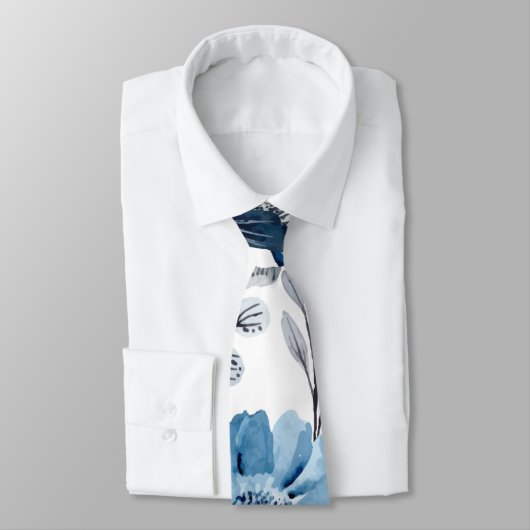 Blauwe Waterverf Stropdas (Gebonden)