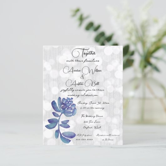 Blauwe Waterverf Succulent Minimalist (Staand voorkant)