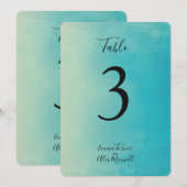 Blauwe Waterverf | Tafelnummerkaarten Kaart (Voorkant / Achterkant)