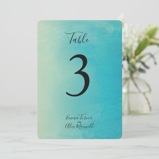 Blauwe Waterverf | Tafelnummerkaarten Kaart (Staand voorkant)