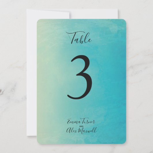 Blauwe Waterverf | Tafelnummerkaarten Kaart (Achterkant)