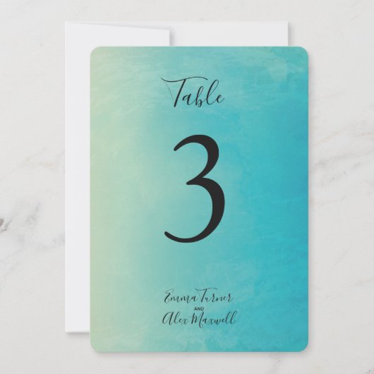 Blauwe Waterverf | Tafelnummerkaarten Kaart (Voorkant)
