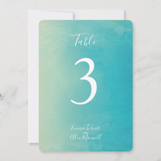 Blauwe Waterverf | Tafelnummerkaarten Kaart (Achterkant)