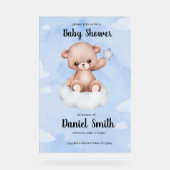 Blauwe Waterverf teddybeer voor Baby shower Acryl Bord (Voorkant)