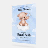 Blauwe Waterverf teddybeer voor Baby shower Acryl Bord (Hoek)