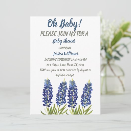 Blauwe Waterverf Texas Baby Kaart (Staand voorkant)