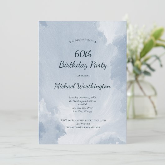 Blauwe Waterverf textuur Mannen Kaart (Staand voorkant)