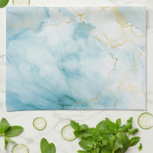 Blauwe waterverf theedoek (Gevouwen)