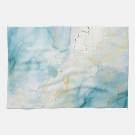 Blauwe waterverf theedoek