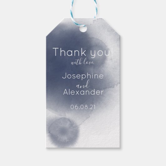 Blauwe Waterverf Thema Cadeaulabel (Voorkant)