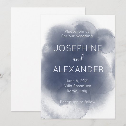 Blauwe Waterverf Thema Kaart (Voorkant / Achterkant)