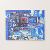 blauwe waterverf Times Square nyc Legpuzzel (Horizontaal)