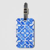 Blauwe Waterverf Toscaanse Italiaanse Tegel Bagagelabel (Voorkant (verticaal))