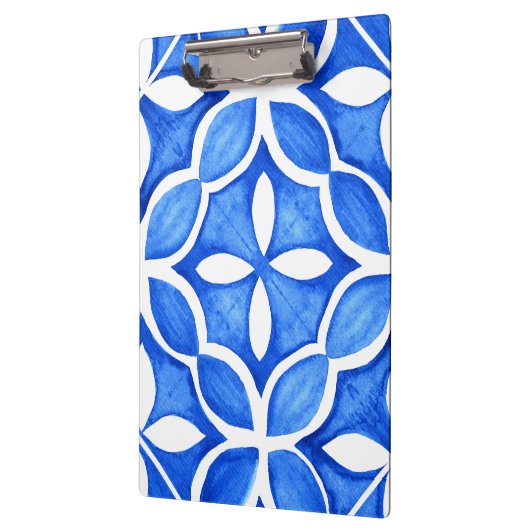 Blauwe Waterverf Toscaanse Italiaanse Tegel Klembord (Links)