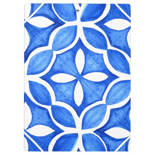 Blauwe Waterverf Toscaanse Italiaanse Tegel Klembord (Achterkant)