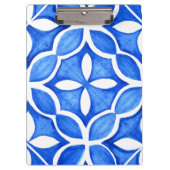 Blauwe Waterverf Toscaanse Italiaanse Tegel Klembord (Voorkant)