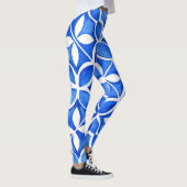 Blauwe Waterverf Toscaanse Italiaanse Tegel Leggings (Rechts)