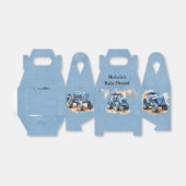Blauwe Waterverf Tractor Boy Baby shower Bedankdoosjes (Uitgevouwen)