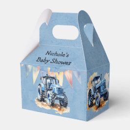 Blauwe Waterverf Tractor Boy Baby shower Bedankdoosjes