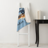 Blauwe Waterverf Tractor Boy Baby shower Gift Sherpa Deken (In situ)