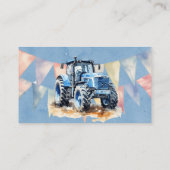 Blauwe Waterverf Tractor Jongen Luier Raffle Visitekaartje (Achterkant)